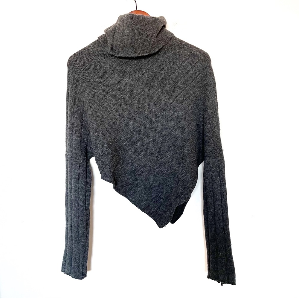 ALICE + OLIVIA Crop Ribbed Asymmetrical Turtleneck - Picture 3 of 5